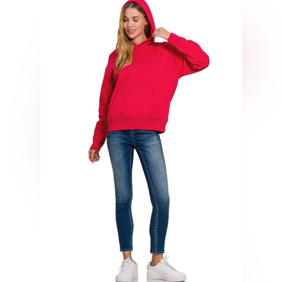 NWT ZENANA FLEECE KANGAROO POCKET HOODIE - Picture 5 of 8